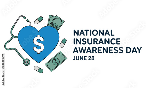 June 28 National Insurance Awareness Day vector illustration for insurance awareness poster financial protection banners cards social media post and background design inspiration