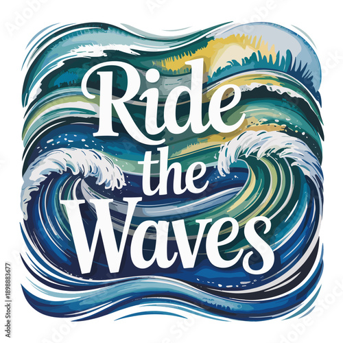 tshirt Ocean Waves Watercolor Blue and Turquoise Sea Nature Design