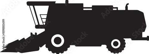Corn Harvester Silhouette Agricultural Farming Machine Black Vector Illustration