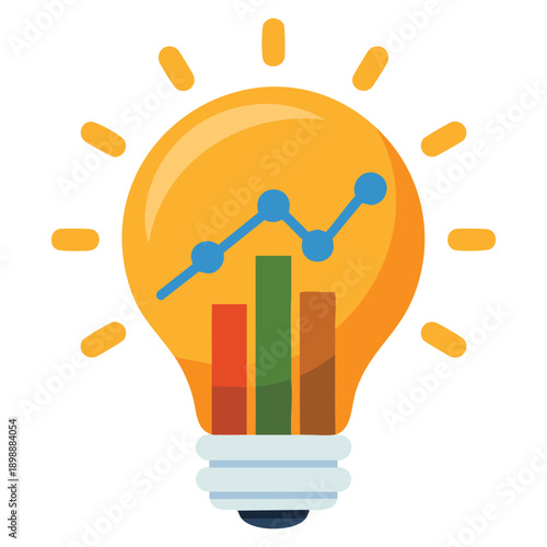 Light bulb icon containing data denoting creative chart concept symbolizing analytics innovation insight and statistical thinking for business intelligence and visual reports