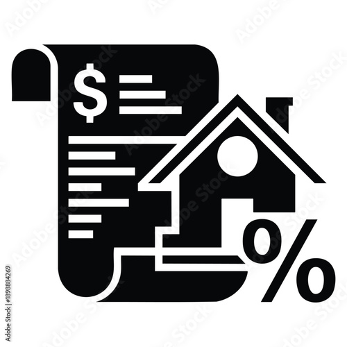 Loan processing glyph icon with simple vector icon design in glyph style, editable vector format ideal for finance apps, banking services and loan management visuals