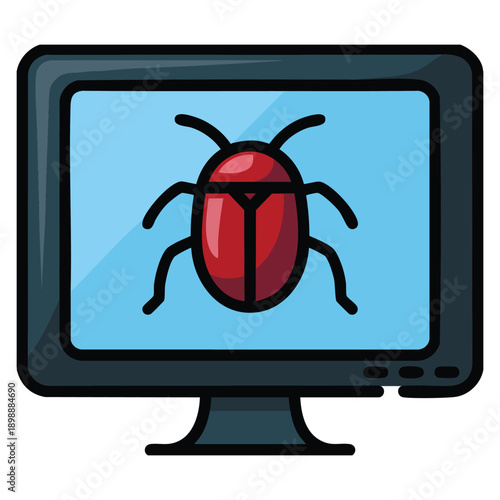 Malware icon lineal color vector illustration representing cybersecurity threat virus protection data security and digital risk awareness concept