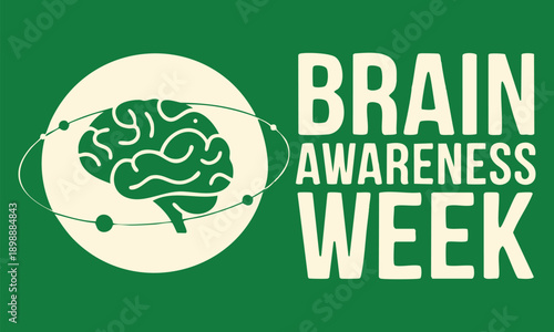 March is Brain Awareness Week holiday themed vector illustration ideal for backgrounds banners greeting cards posters text inscription and classic social media posts