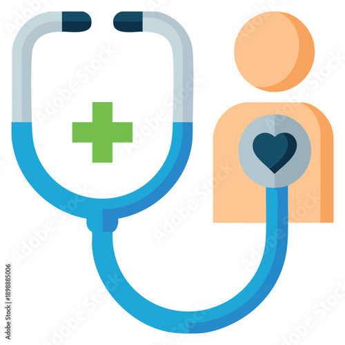 Medical checkup icon presented in flat vector illustration style suitable for healthcare examination diagnosis and preventive medical service design