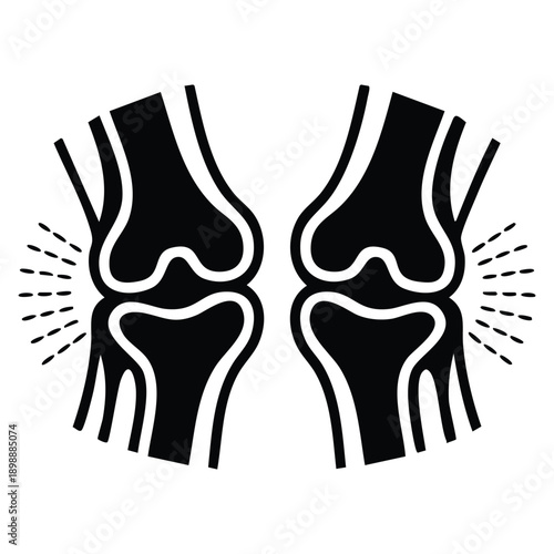 Medical pain concept shown through simple vector body joint icon with hand doctor reference for anatomy diagnosis and healthcare education graphics