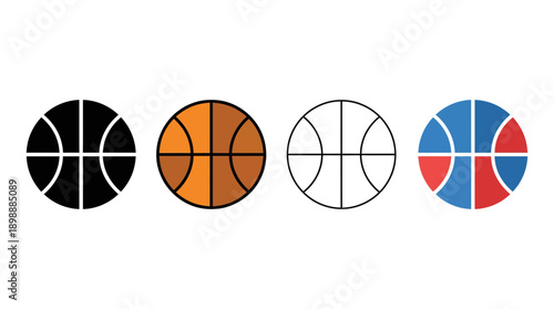 basketball icon , different style flat icon set. Line, solid and filled outline colorful icon , vector sign and symbol 