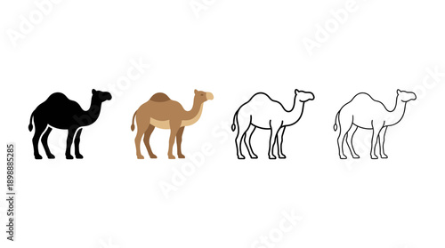 camel icon , different style flat icon set. Line, solid and filled outline colorful icon , vector sign and symbol 