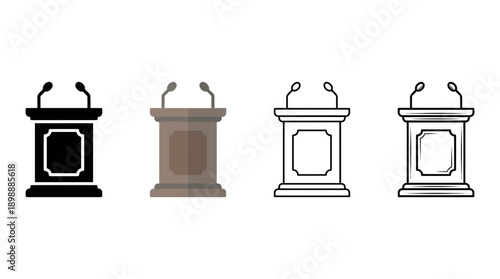 courtroom podium icon , different style flat icon set. Line, solid and filled outline colorful icon , vector sign and symbol 