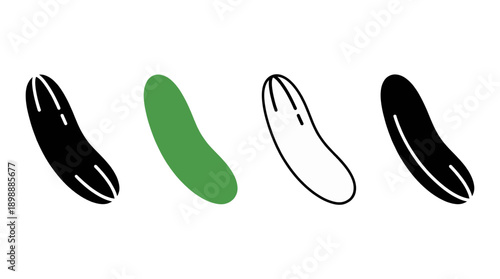 cucumber icon , different style flat icon set. Line, solid and filled outline colorful icon , vector sign and symbol 