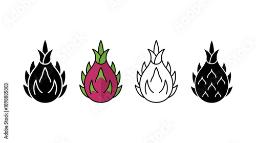 dragon fruit icon , different style flat icon set. Line, solid and filled outline colorful icon , vector sign and symbol 