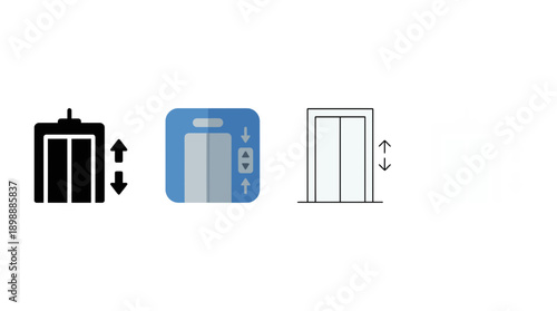 elevator icon , different style flat icon set. Line, solid and filled outline colorful icon , vector sign and symbol 