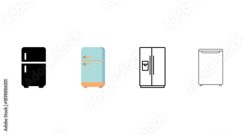 fridge icon , different style flat icon set. Line, solid and filled outline colorful icon , vector sign and symbol 
