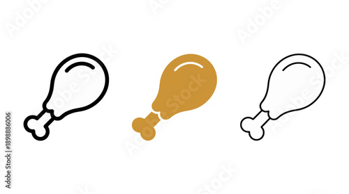 fried chicken icon , different style flat icon set. Line, solid and filled outline colorful icon , vector sign and symbol 