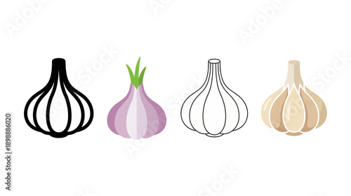 garlic icon , different style flat icon set. Line, solid and filled outline colorful icon , vector sign and symbol 
