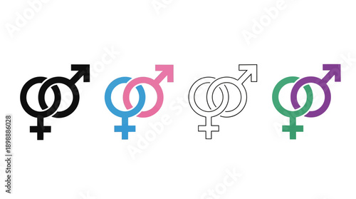 gender symbol icon , different style flat icon set. Line, solid and filled outline colorful icon , vector sign and symbol 