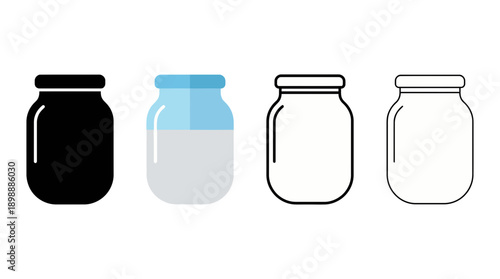 glass jar icon , different style flat icon set. Line, solid and filled outline colorful icon , vector sign and symbol 