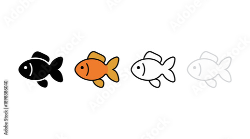 goldfish icon , different style flat icon set. Line, solid and filled outline colorful icon , vector sign and symbol 