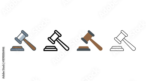 Law of the hammer icon , different style flat icon set. Line, solid and filled outline colorful icon , vector sign and symbol 