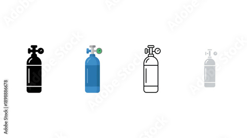 oxygen tank icon , different style flat icon set. Line, solid and filled outline colorful icon , vector sign and symbol 