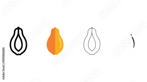 papaya icon , different style flat icon set. Line, solid and filled outline colorful icon , vector sign and symbol 