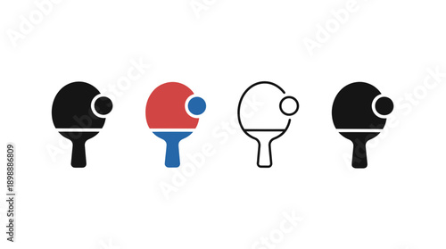 ping pong icon , different style flat icon set. Line, solid and filled outline colorful icon , vector sign and symbol 