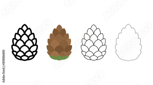 pine cone icon , different style flat icon set. Line, solid and filled outline colorful icon , vector sign and symbol 
