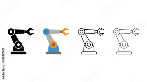robotic arm icon , different style flat icon set. Line, solid and filled outline colorful icon , vector sign and symbol 