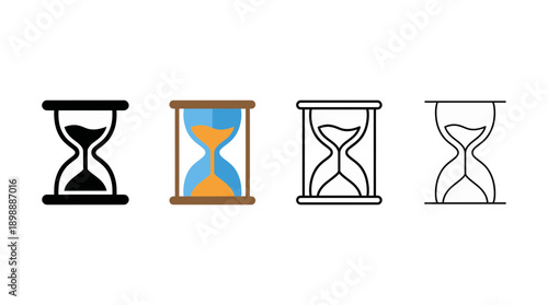 sand clock icon , different style flat icon set. Line, solid and filled outline colorful icon , vector sign and symbol 