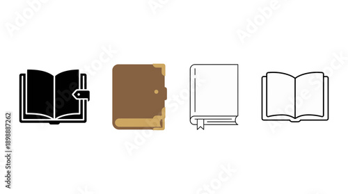 spell book icon , different style flat icon set. Line, solid and filled outline colorful icon , vector sign and symbol 