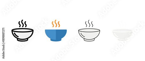 soup bowl icon , different style flat icon set. Line, solid and filled outline colorful icon , vector sign and symbol 