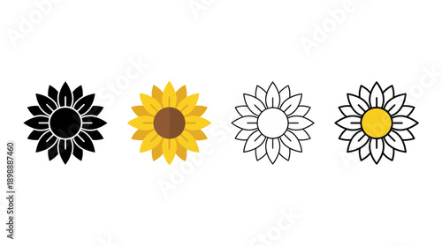 sunflower icon , different style flat icon set. Line, solid and filled outline colorful icon , vector sign and symbol 