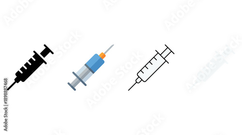 syringe icon , different style flat icon set. Line, solid and filled outline colorful icon , vector sign and symbol 