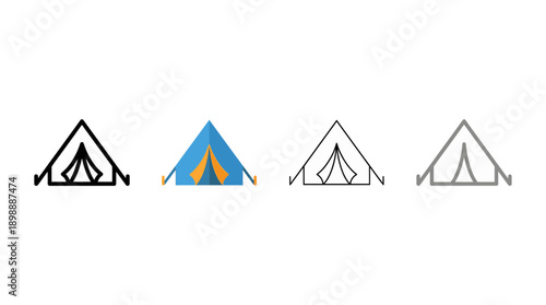 tent icon , different style flat icon set. Line, solid and filled outline colorful icon , vector sign and symbol 