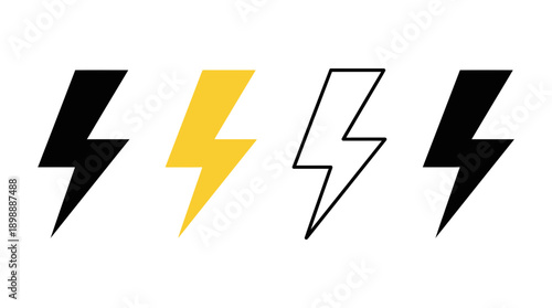 thunder icon , different style flat icon set. Line, solid and filled outline colorful icon , vector sign and symbol 