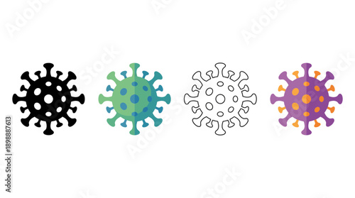 virus icon , different style flat icon set. Line, solid and filled outline colorful icon , vector sign and symbol 