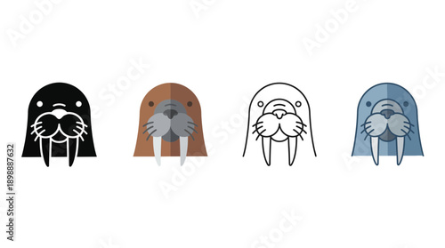 walrus icon , different style flat icon set. Line, solid and filled outline colorful icon , vector sign and symbol 