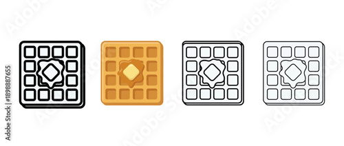 waffle icon , different style flat icon set. Line, solid and filled outline colorful icon , vector sign and symbol 