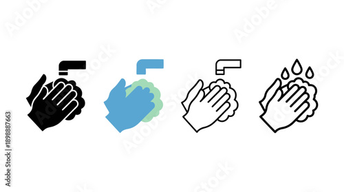 washing hand icon , different style flat icon set. Line, solid and filled outline colorful icon , vector sign and symbol 