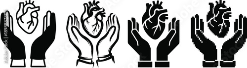 Heart symbol held by doctor hands in medical concept
