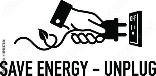 Electric plug being unplugged for energy conservation concept