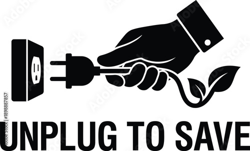 Electric plug being unplugged for energy conservation concept
