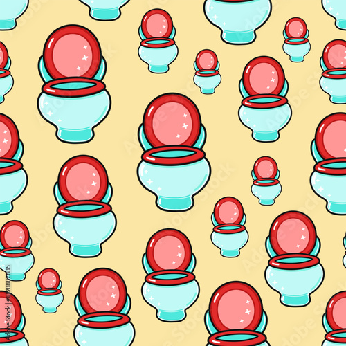 Cute toilet illustrations forming seamless bathroom pattern background