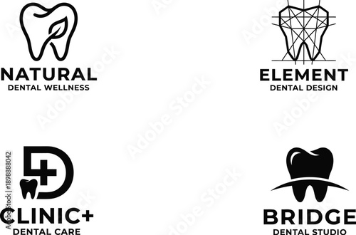 Dental logo template minimalist collection for clinic branding design