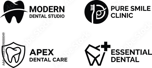 Dental logo template minimalist collection for clinic branding design