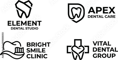 Dental logo template minimalist collection for clinic branding design