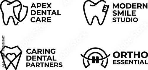 Dental logo template minimalist collection for clinic branding design