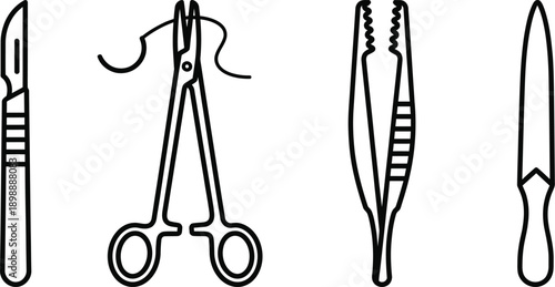 Dental surgery instruments and medical equipment collection vector