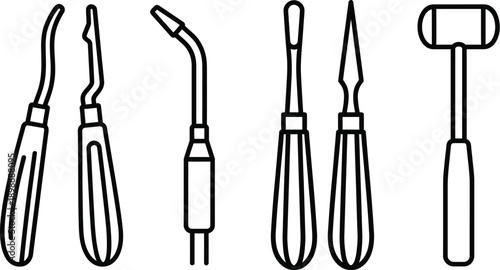 Dental surgery instruments and medical equipment collection vector