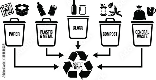 Waste sorting infographic elements for recycling and ecology concept