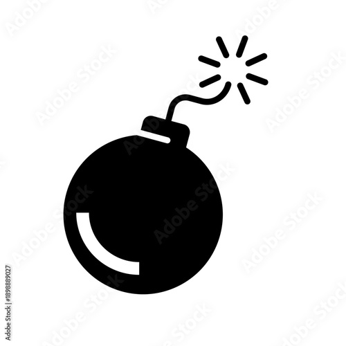 Bomb with burning wick, vector icon